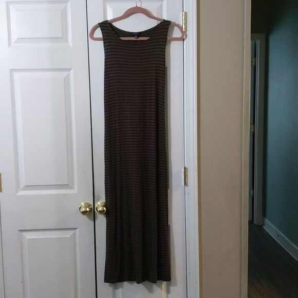 Lucky Brand army green striped maxi dress Sz S - Picture 2 of 6